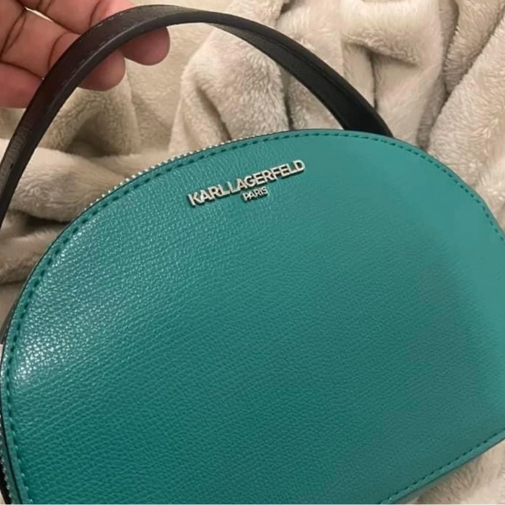 Karl Lagerfeld Paris Teal Dome Crossbody Bag - Picture 3 of 6